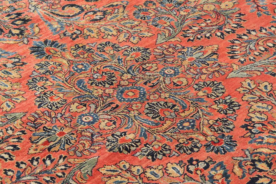 Hand-knotted Sarouk rug from Persia in red