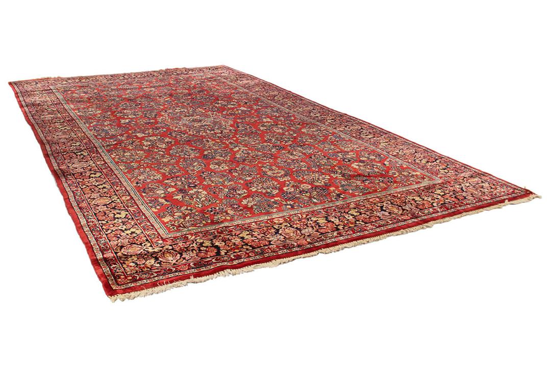 Handmade Sarouk rug from Persia in red