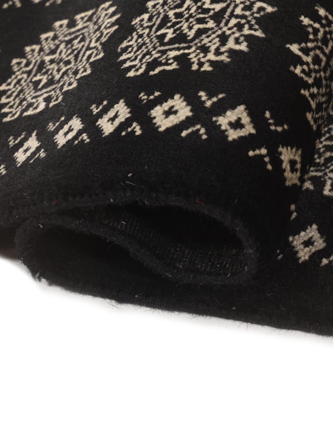 Hand-knotted Pakistan Bokhara runner in black with traditional geometric patterns