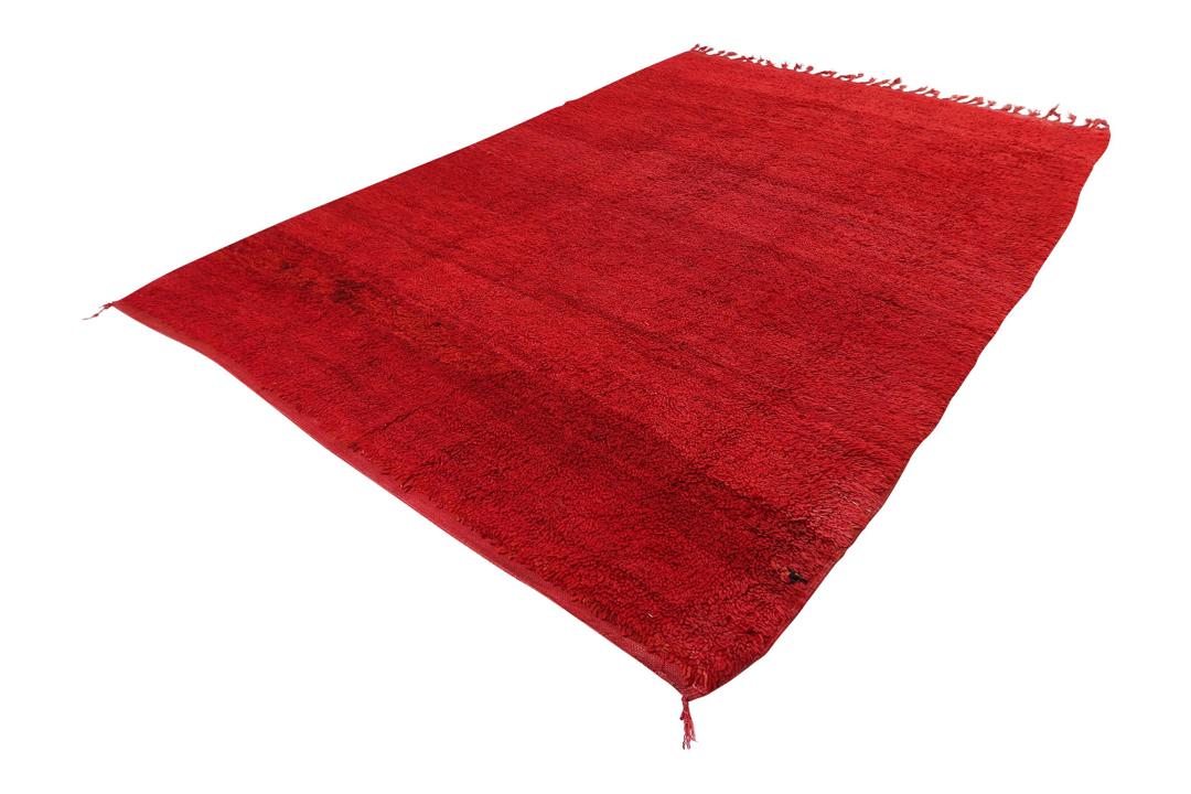 Vintage roter handgeknüpfter marokkanischer Berberteppich