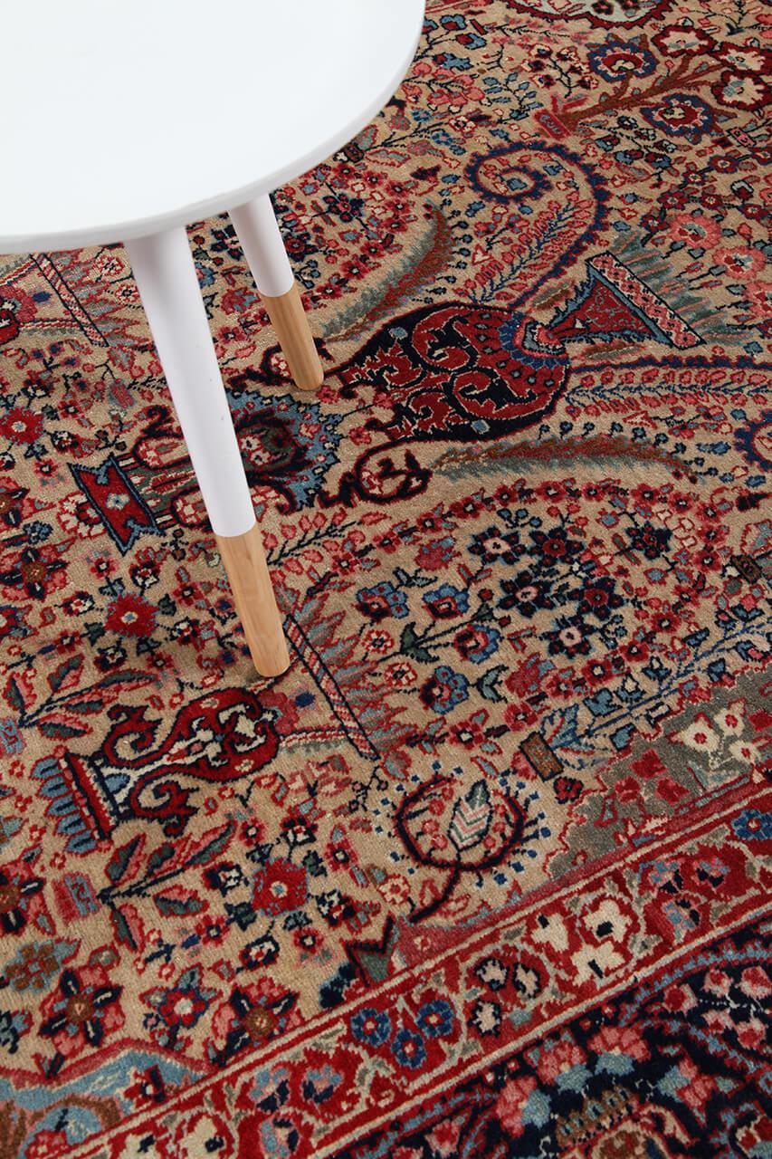 Tabriz håndlavet tæppe fra Mellemøsten i rød og mørkeblå