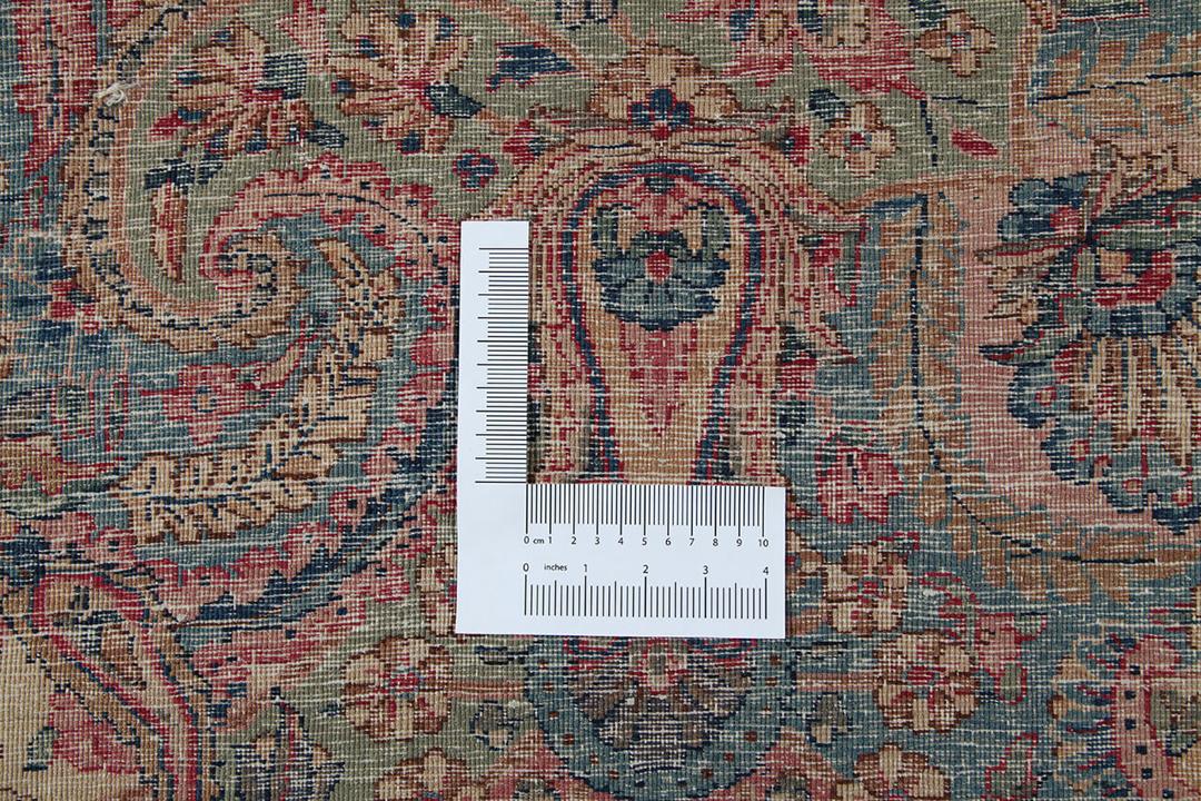 Handmade rug from Persia in beige and dark-red