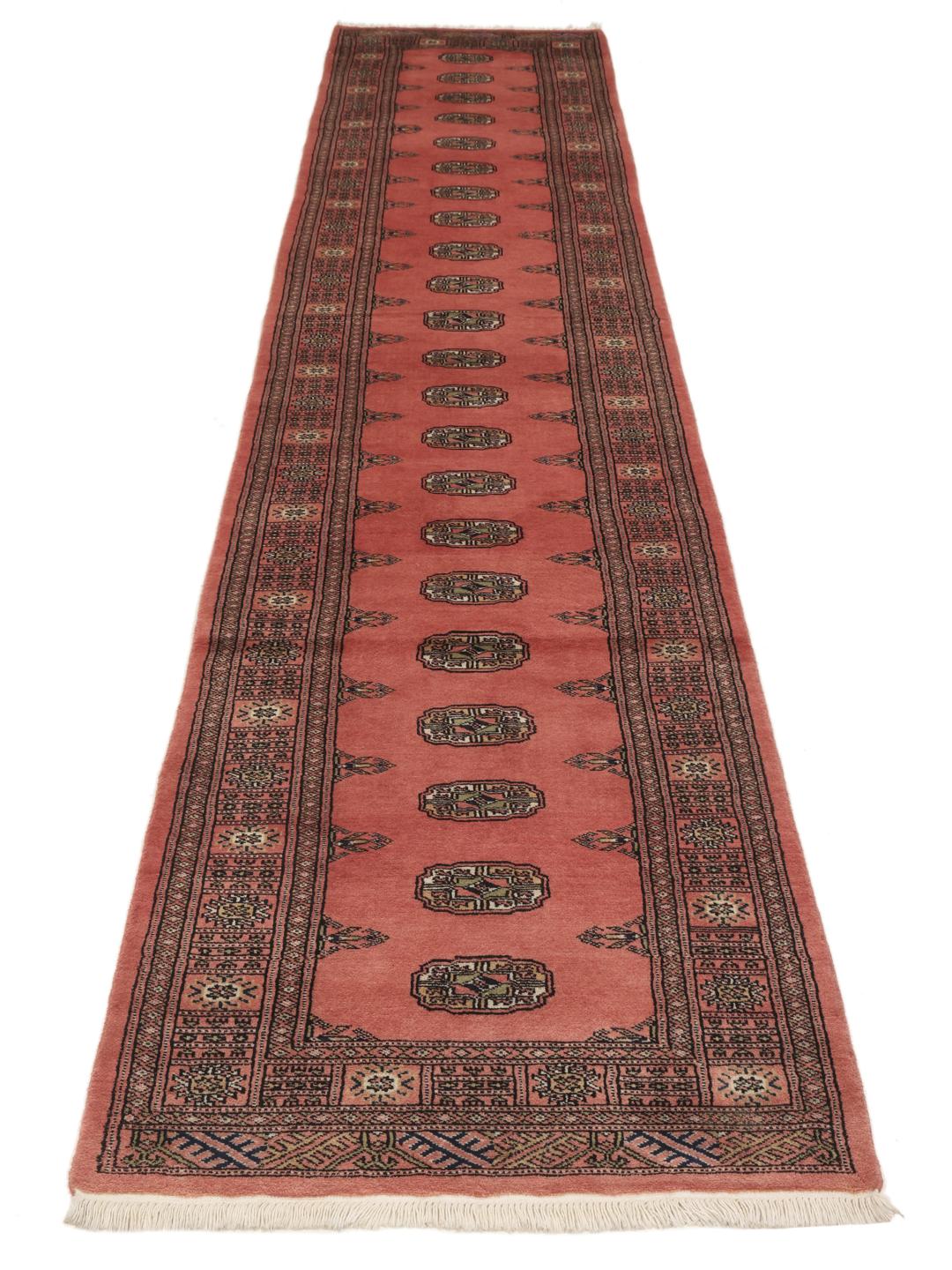 Handgeknoopte Pakistan Bokhara 2ply wollen loper in rood