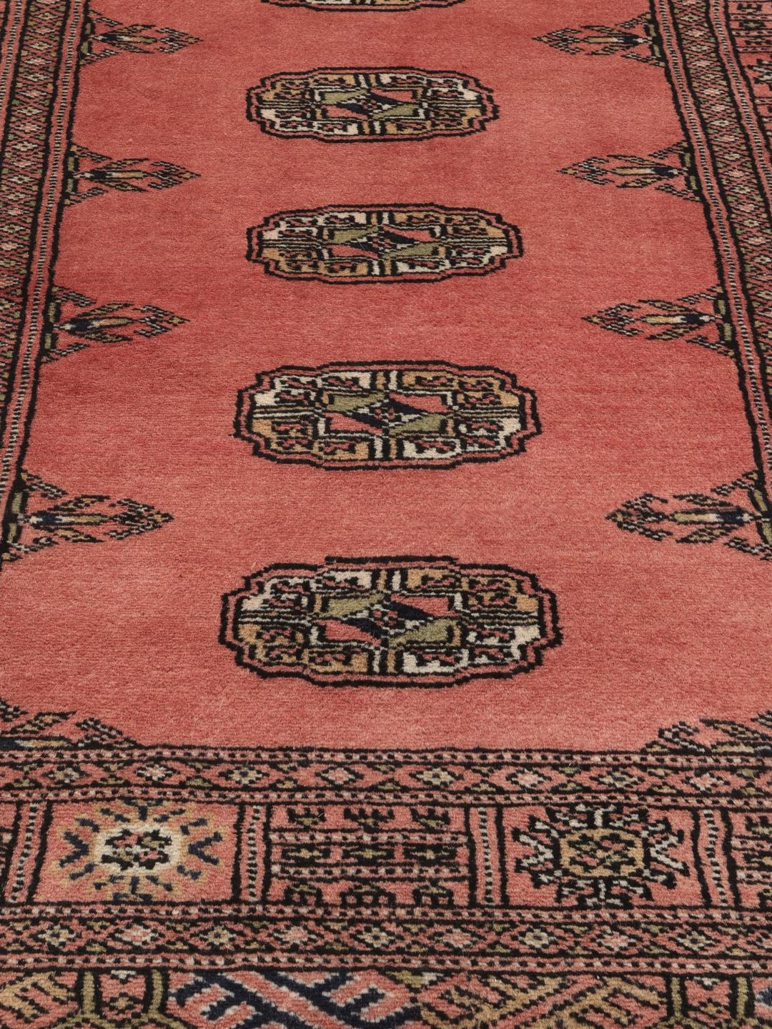 Handgeknoopte Pakistan Bokhara 2ply wollen loper in rood