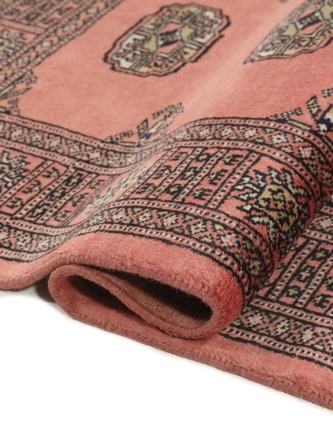 Handgeknoopte Pakistan Bokhara 2ply wollen loper in rood