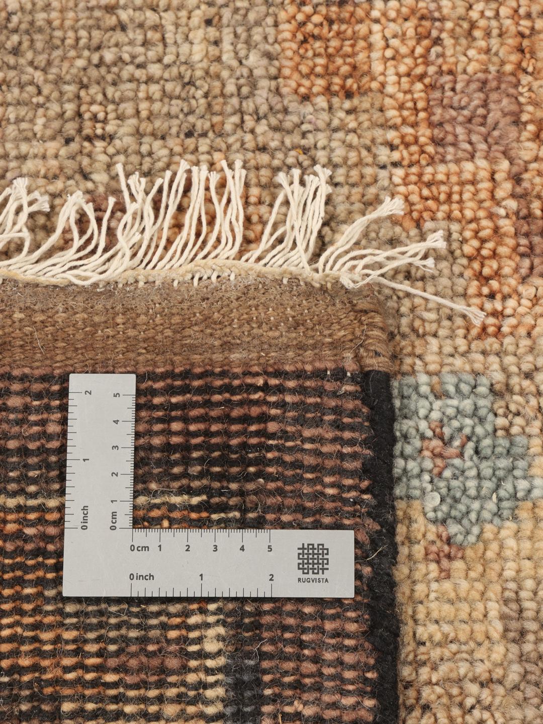 Handgeknoopt Usak Indo tapijt uit India in beige en gedempte blauwtinten