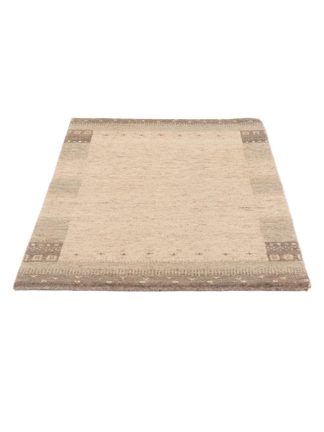 Hand-knotted beige Gabbeh rug from India