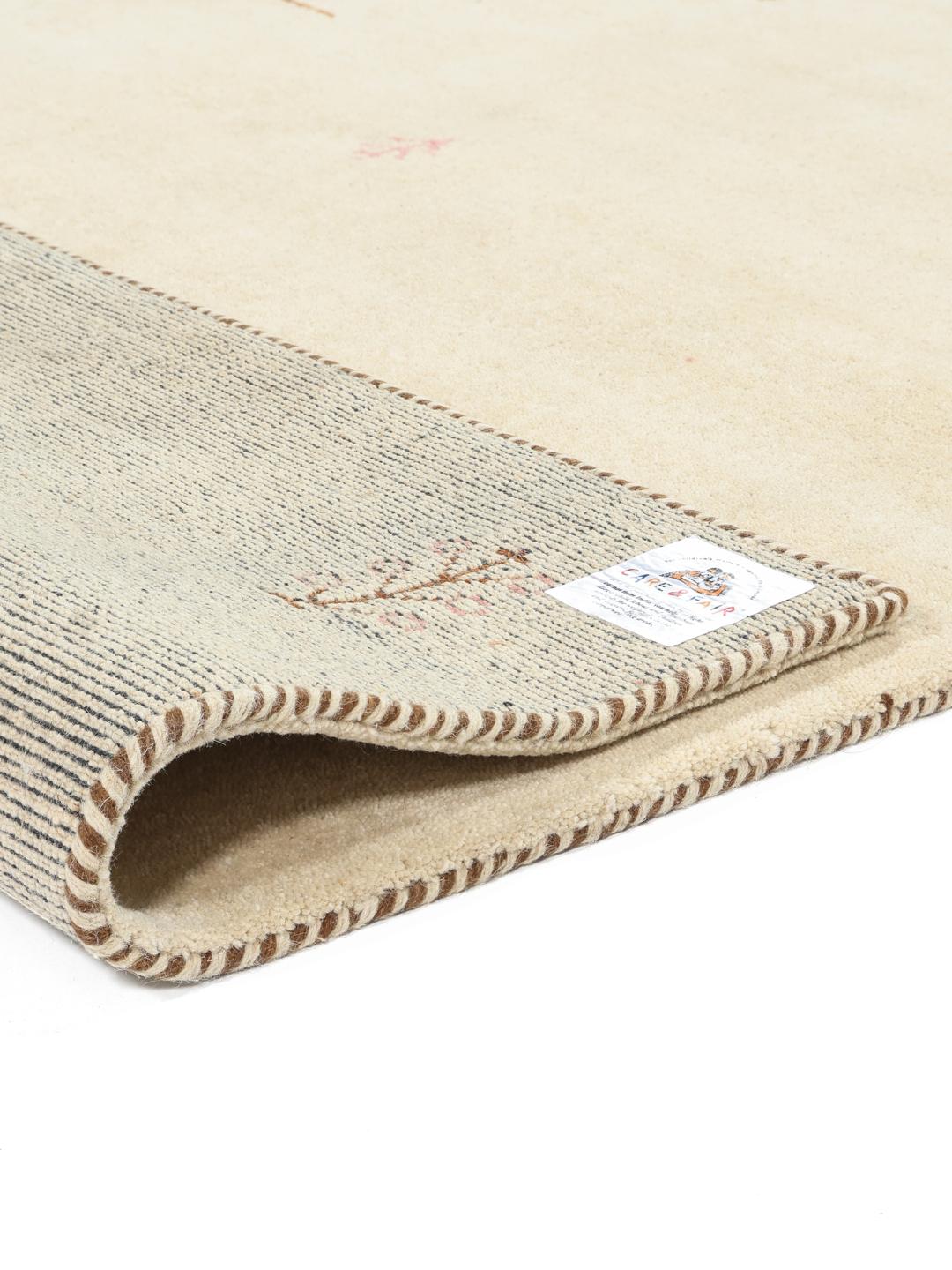 Håndknyttet beige løber med fine landskabsmotiver
