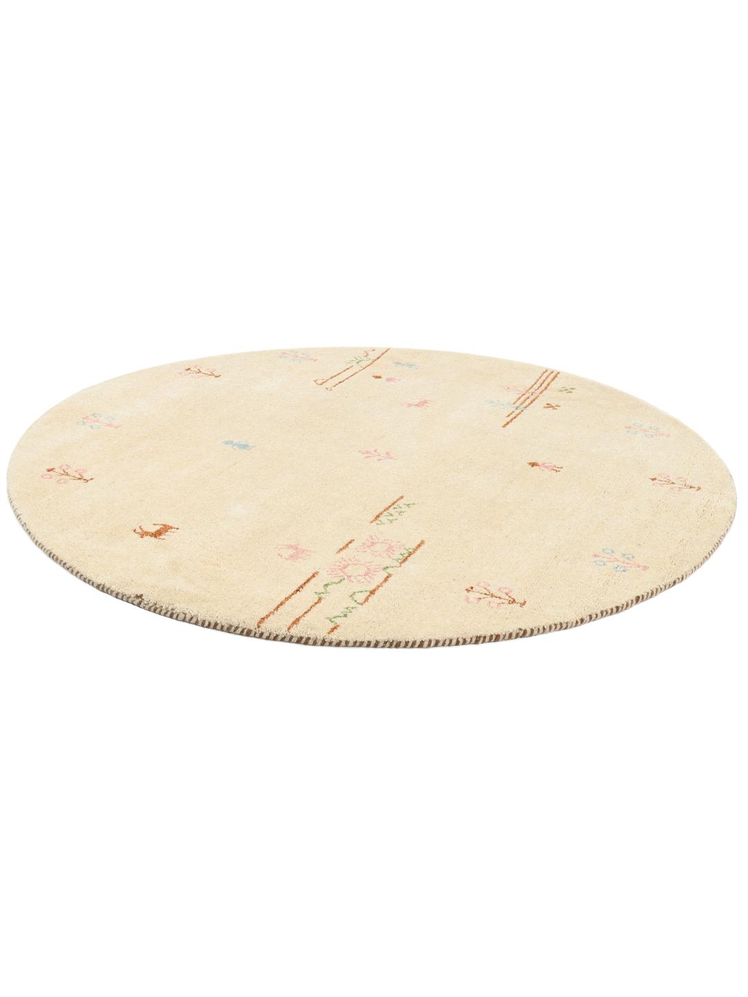 Round Rug Calm Gabbeh Landscape Beige Rug - Rugvista