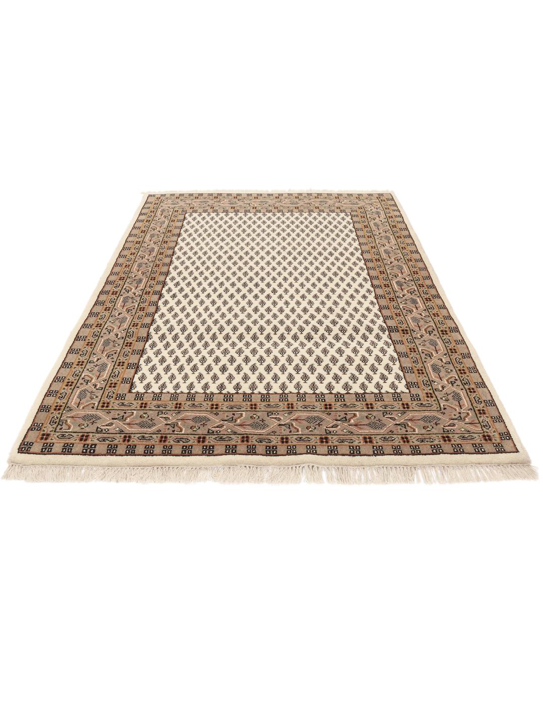 Tapis Mir Indo noué à la main en provenance d'Inde, couleur beige