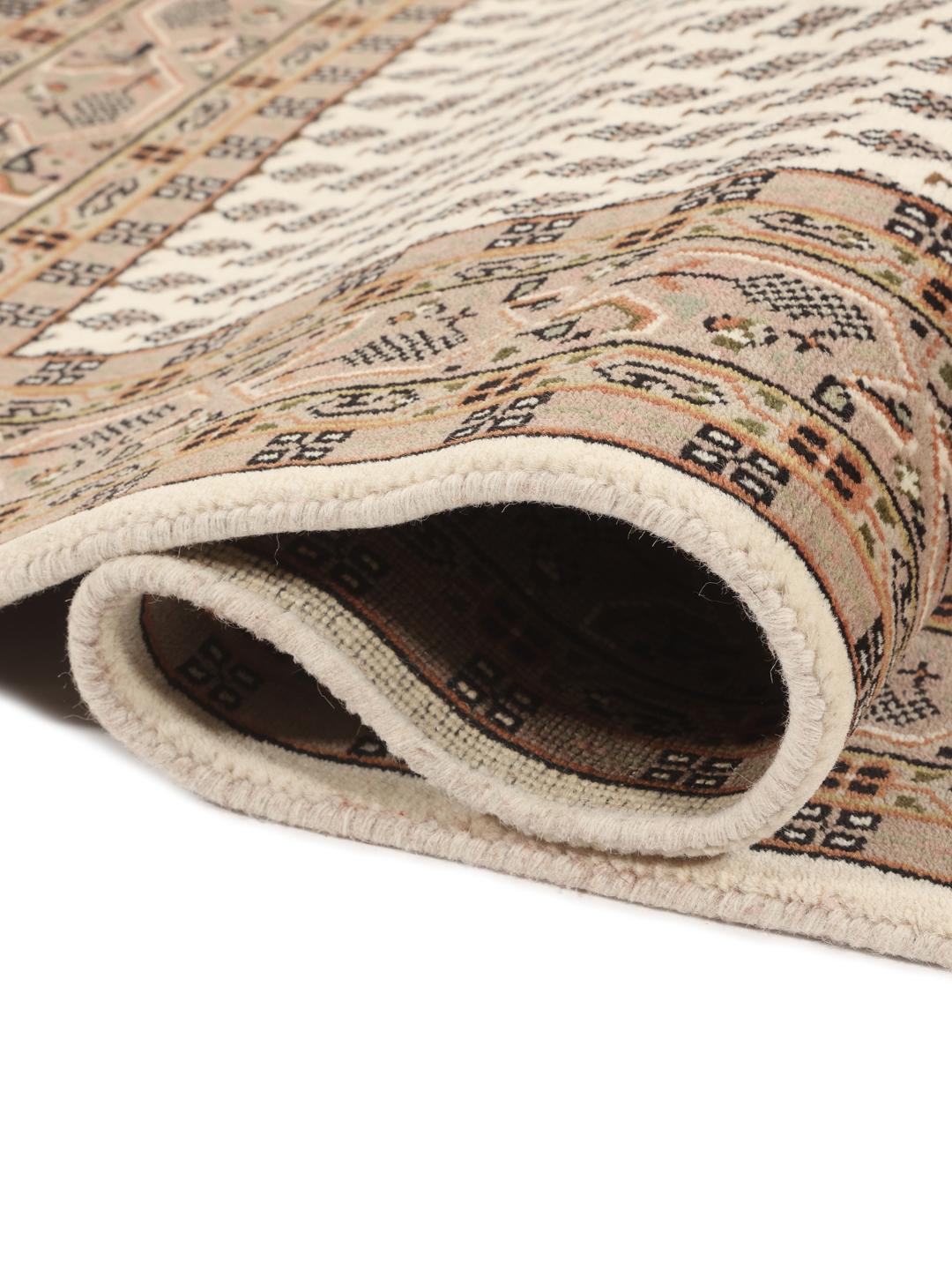 Tapis Mir Indo noué à la main en provenance d'Inde, couleur beige