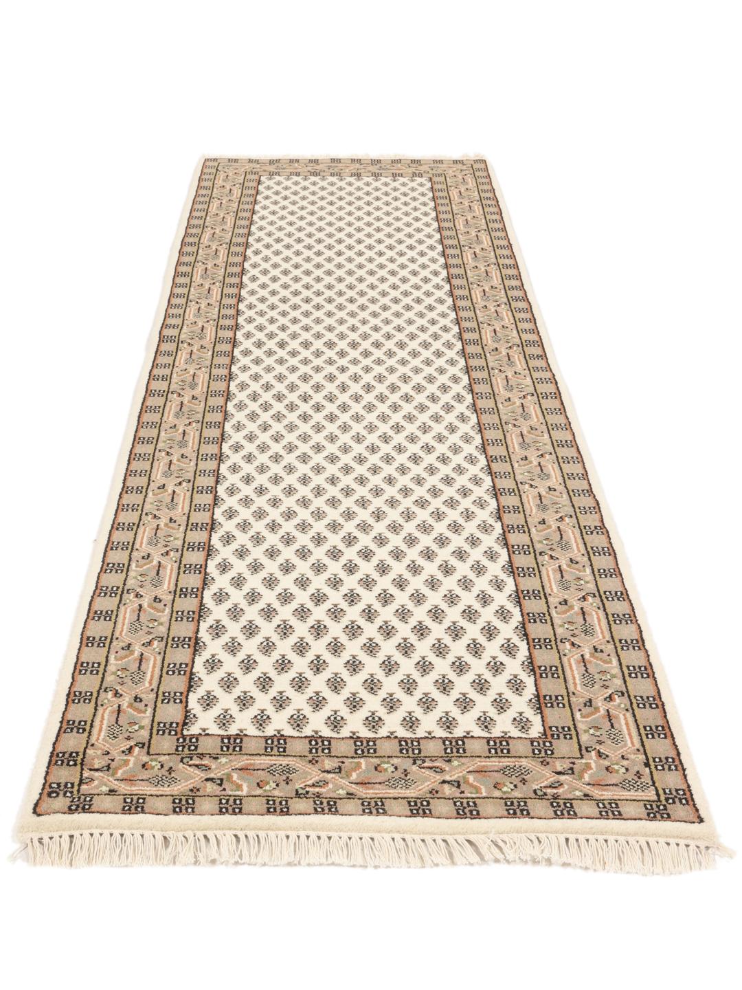 Tapis couloir noué à la main venant d'Inde en beige