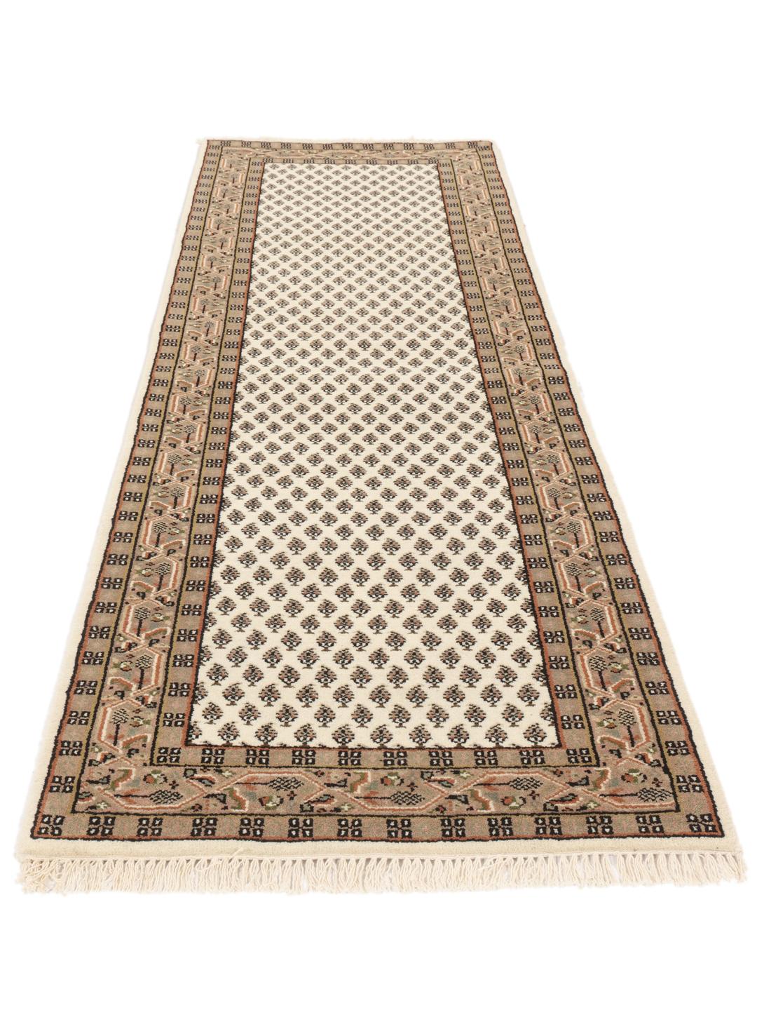 Tapis couloir noué à la main venant d'Inde en beige
