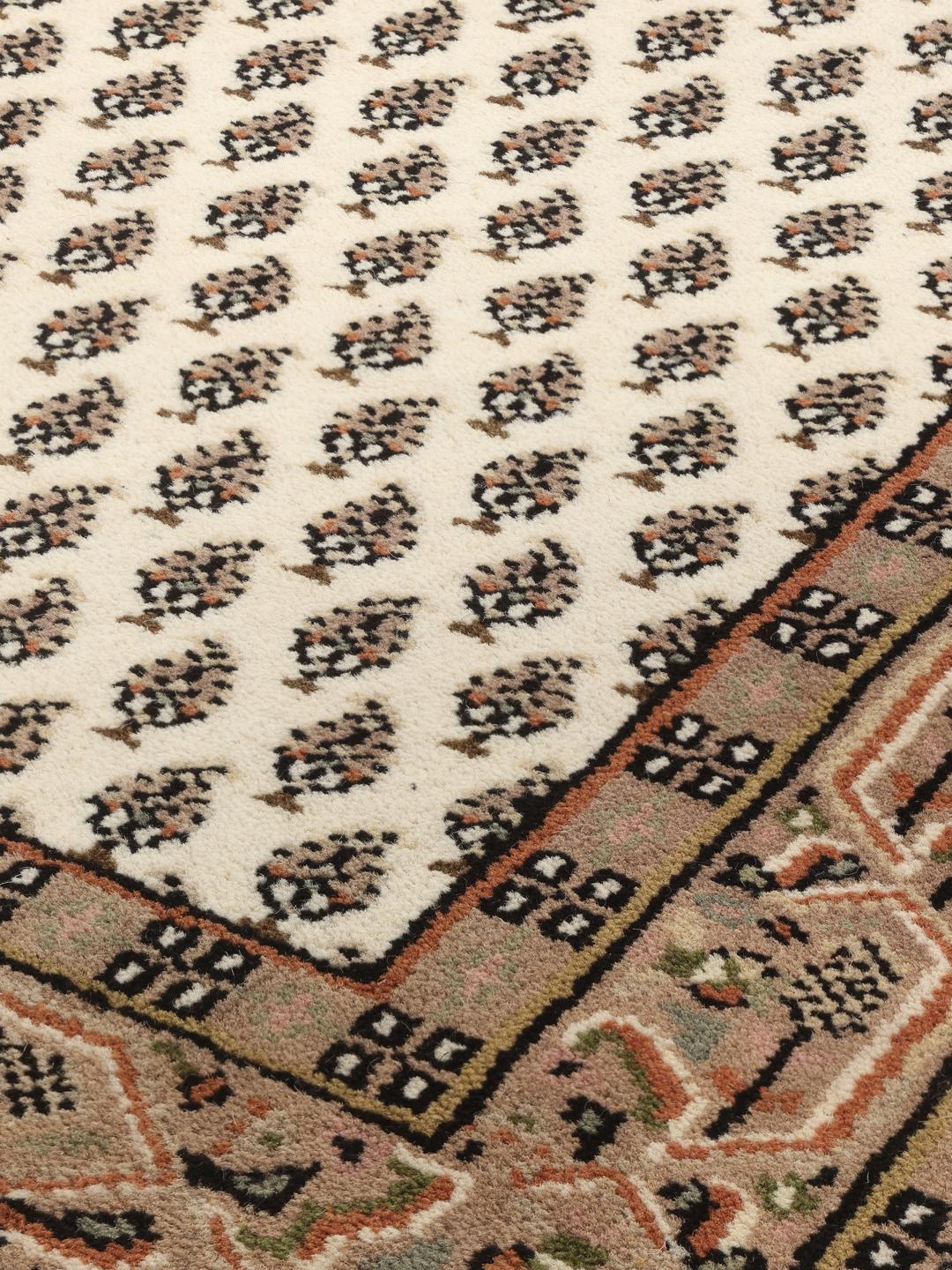 Tapis couloir noué à la main venant d'Inde en beige