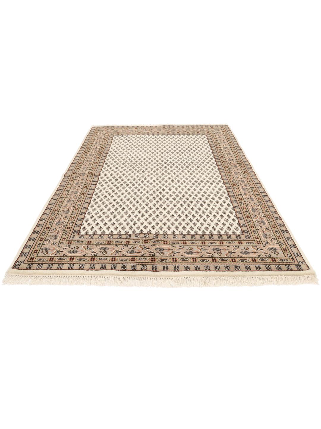 Tapis Mir Indo noué à la main en provenance d'Inde dans des tons beige et marron