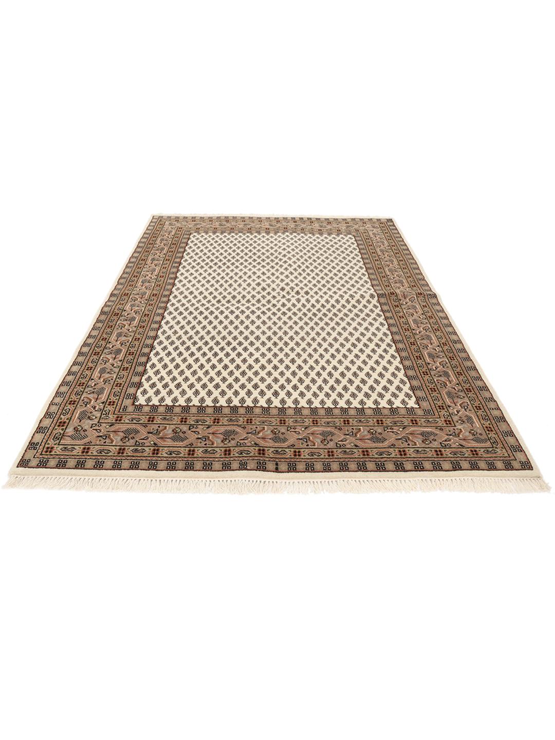 Tapis Mir Indo noué à la main en provenance d'Inde dans des tons beige et marron