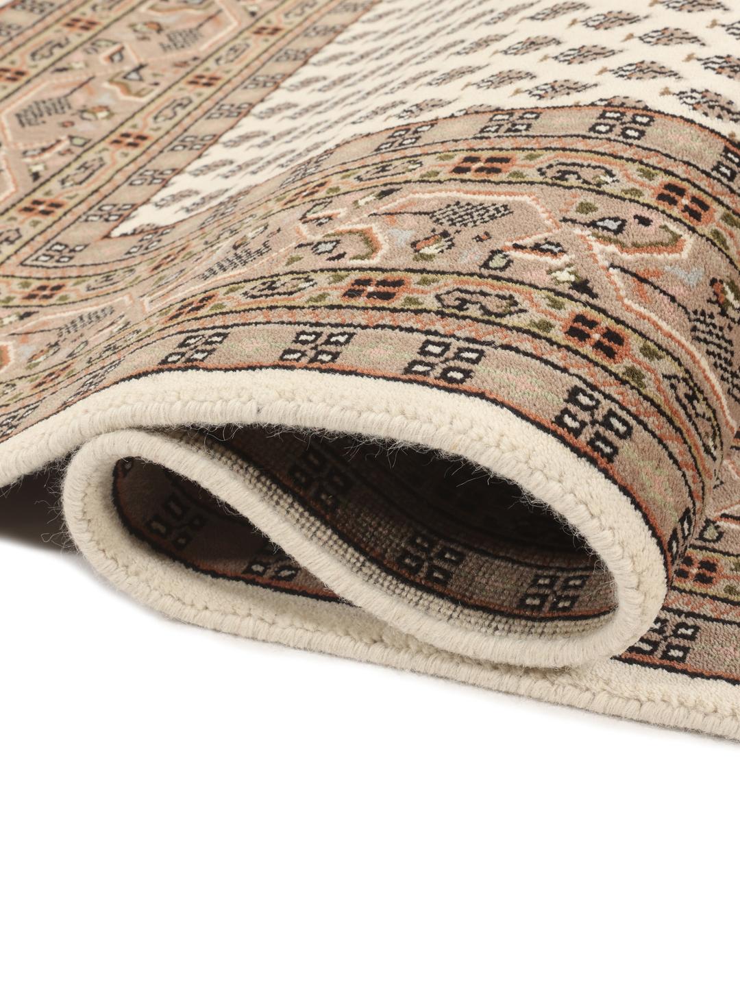 Tapis Mir Indo noué à la main en provenance d'Inde dans des tons beige et marron