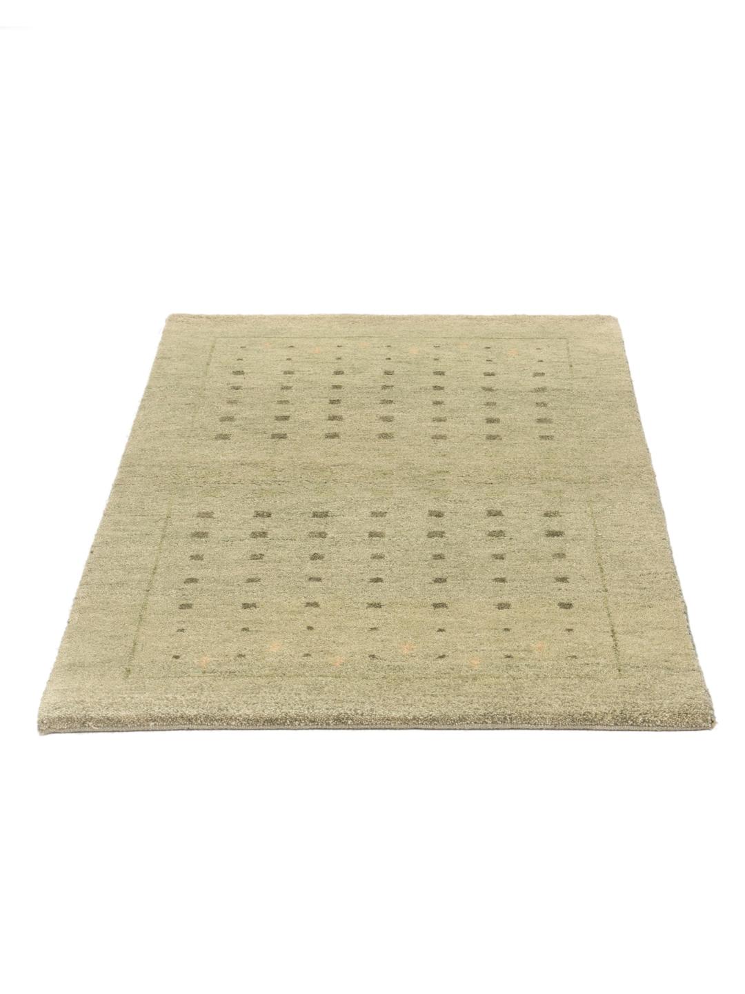 Hand-knotted Gabbeh rug from India in a soft light-green shade