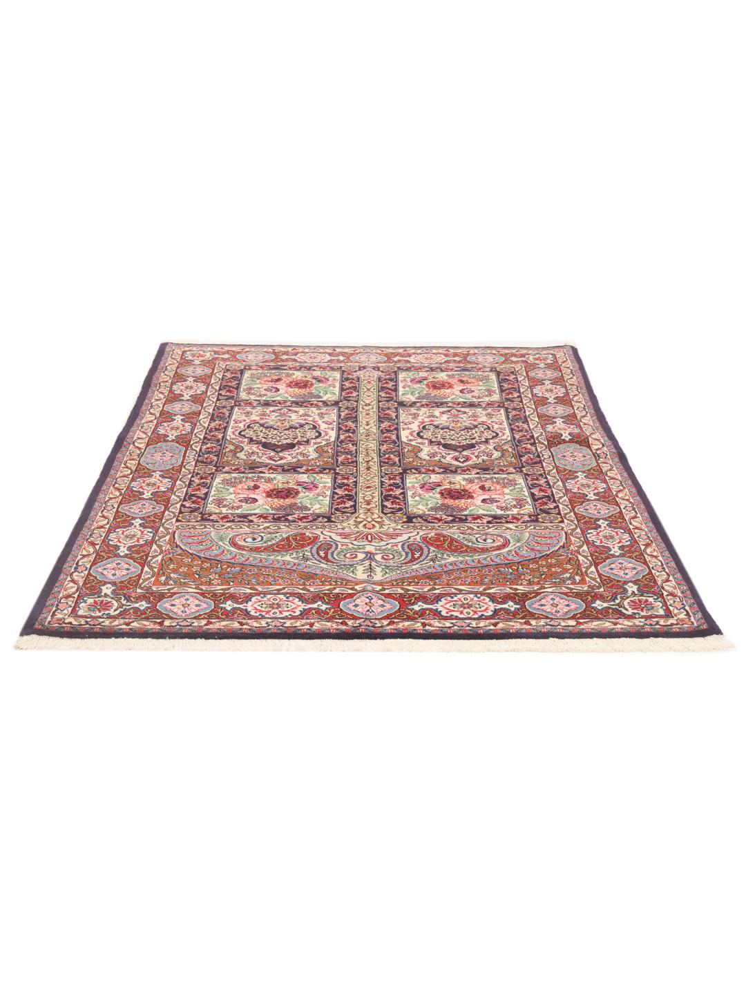 Hand-knotted Sarouk rug from the Middle East in deep red and cream tones