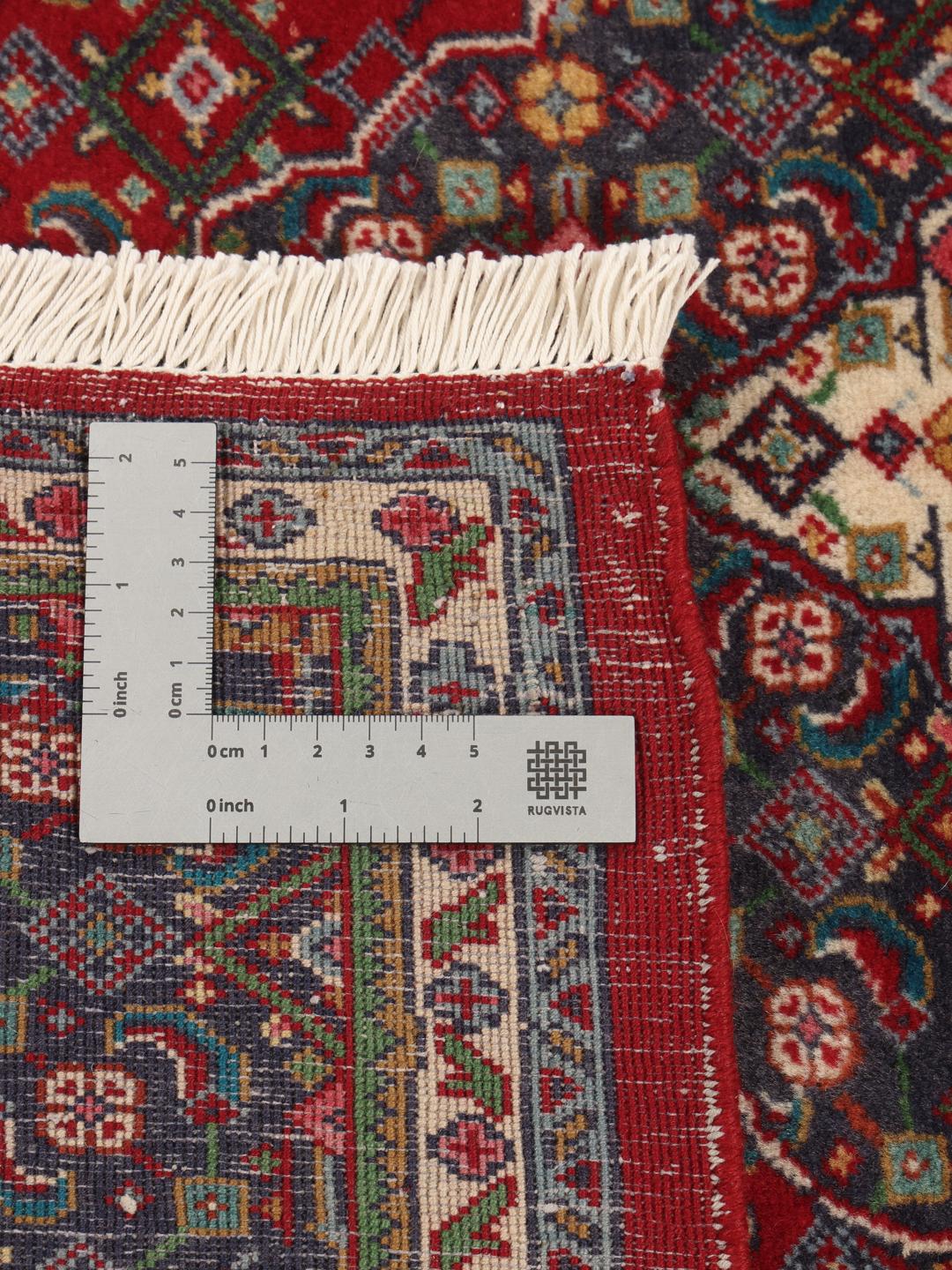 Handgeknoopt Tabriz-tapijt uit het Midden-Oosten in donkerrode en blauwe tinten