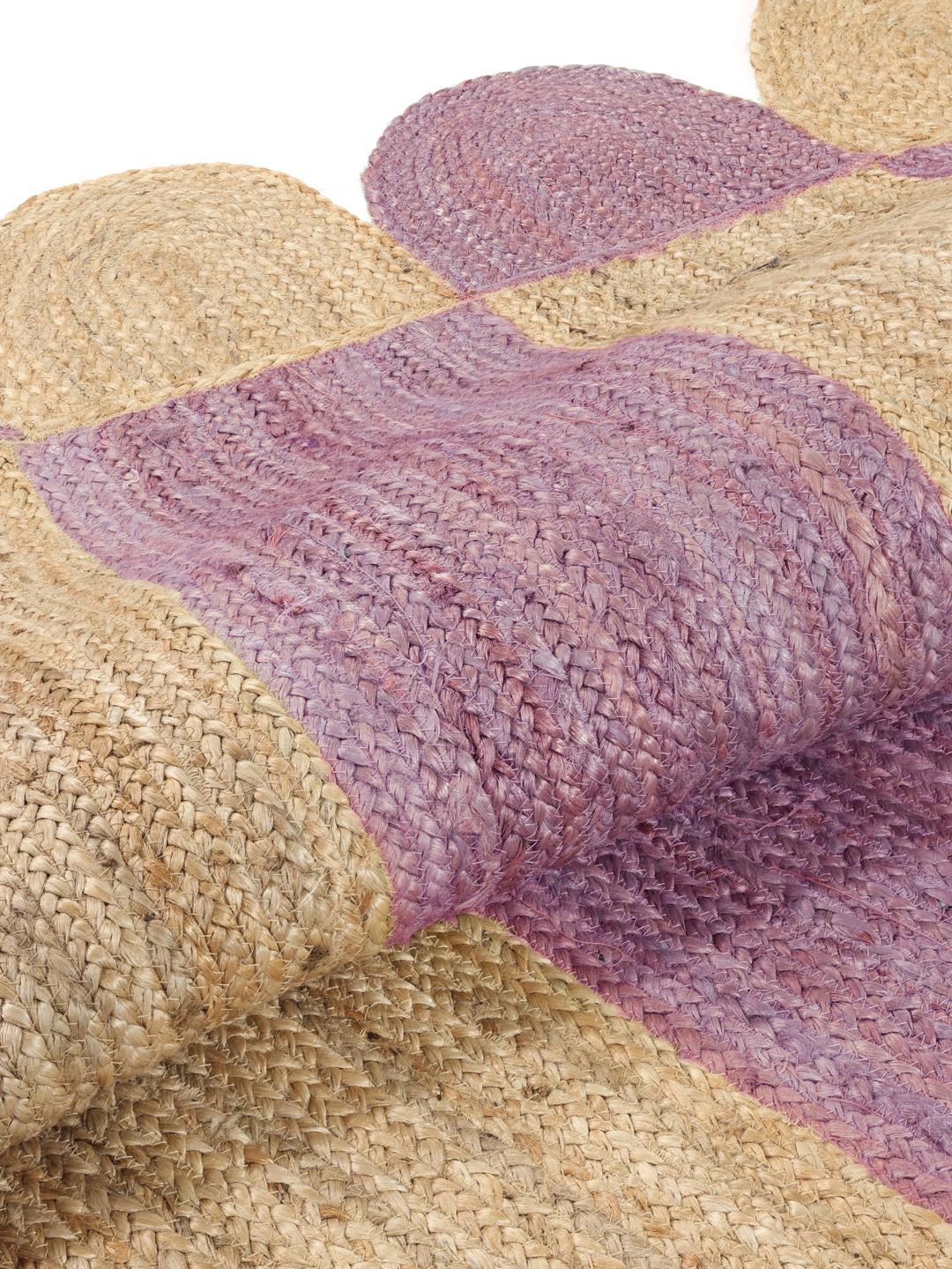 Tapis en jute tissé à la main violet et beige