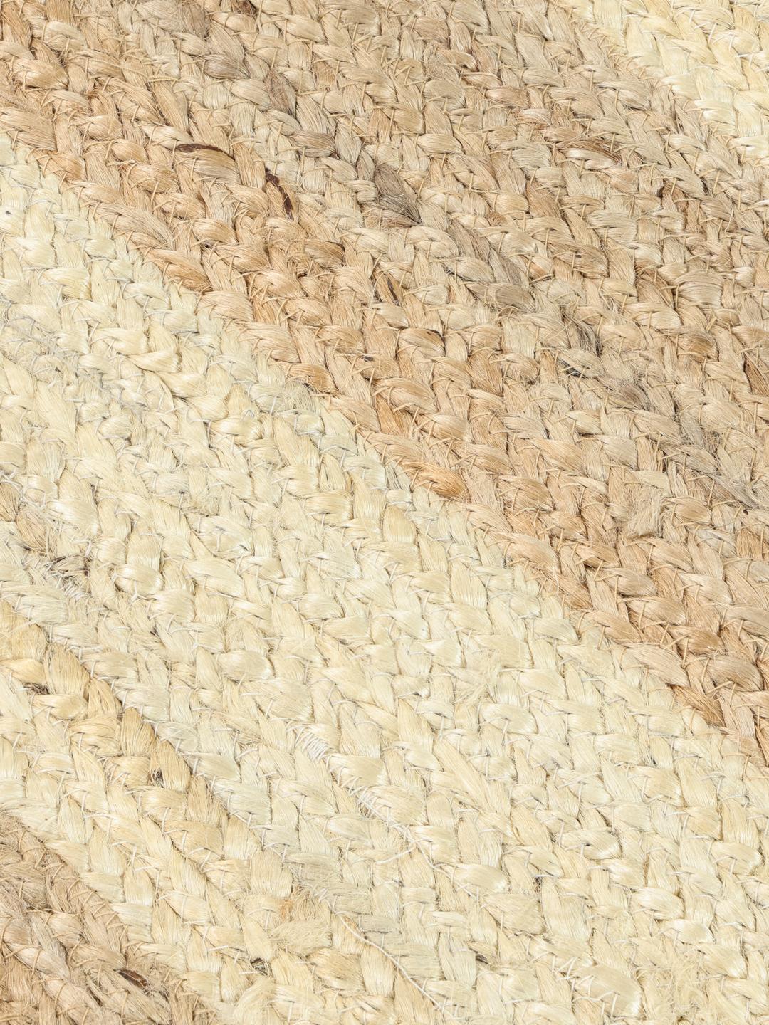 Handgeweven beige vloerkleed met streeppatroon