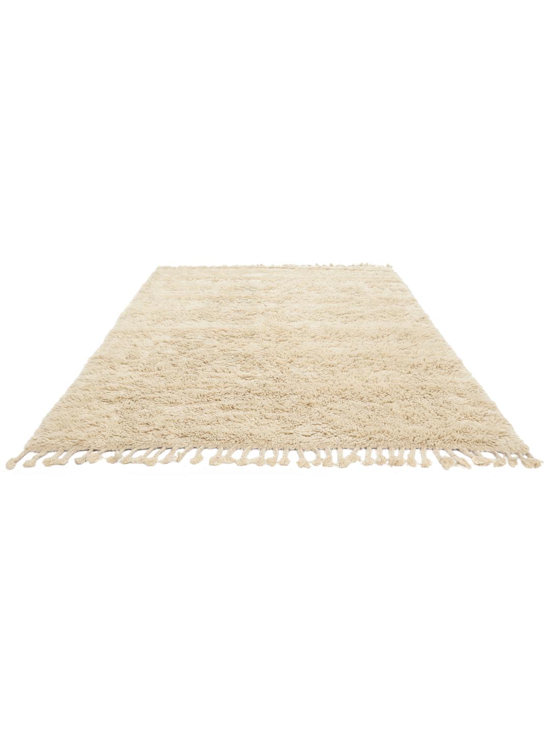 Offwhite shaggy tapijt met een dikke pool en franjes