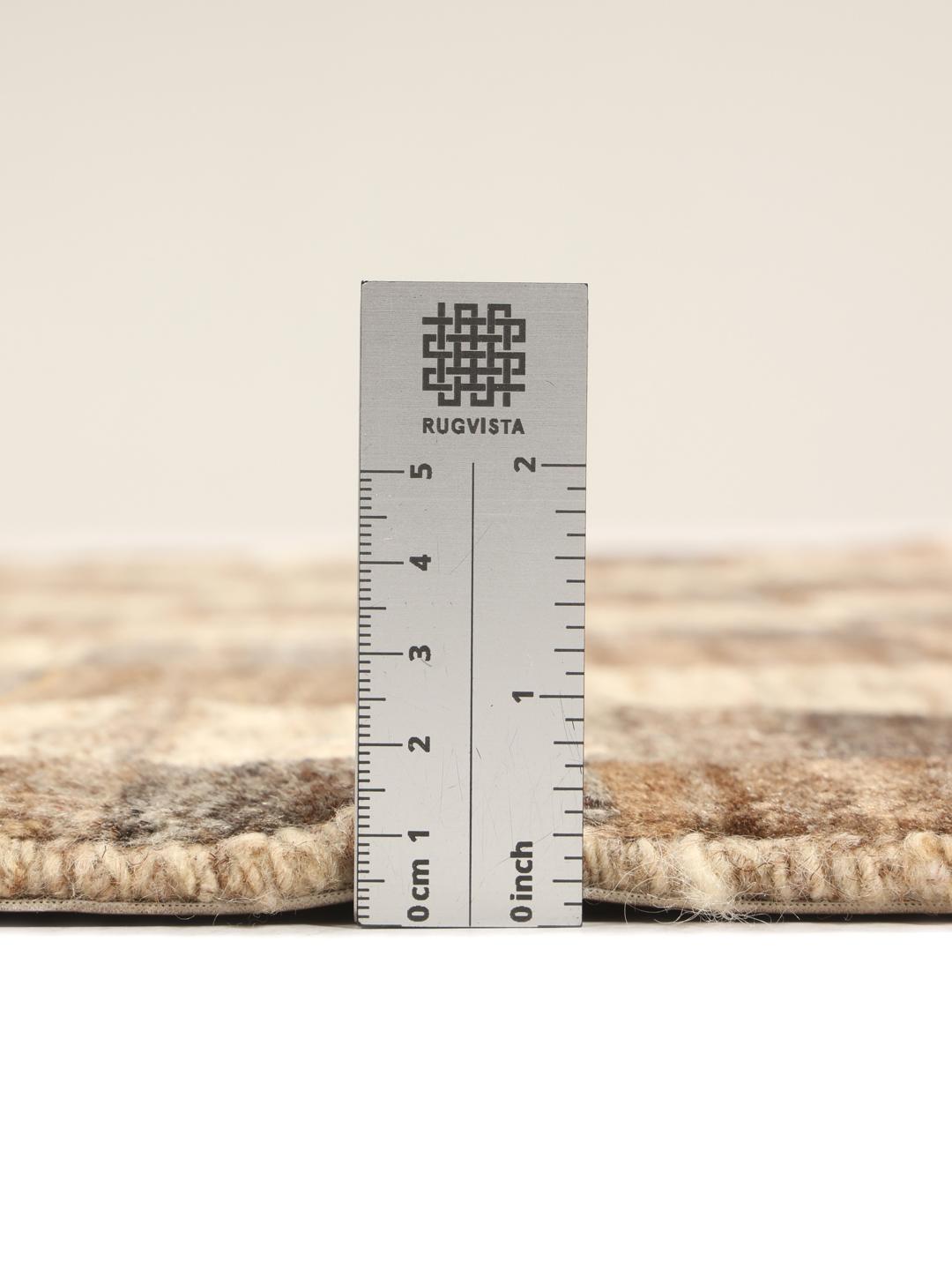 Met de hand geknoopt Gabbeh Fine wollen tapijt met een bruin en beige geblokt patroon uit het Midden-Oosten