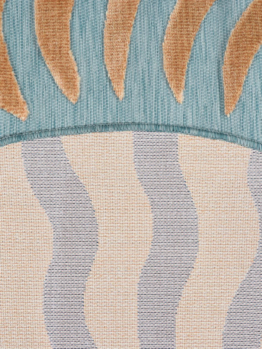 Turquoise Silk Ribbed Rug Sol Turquoise Round Rug - Rugvista
