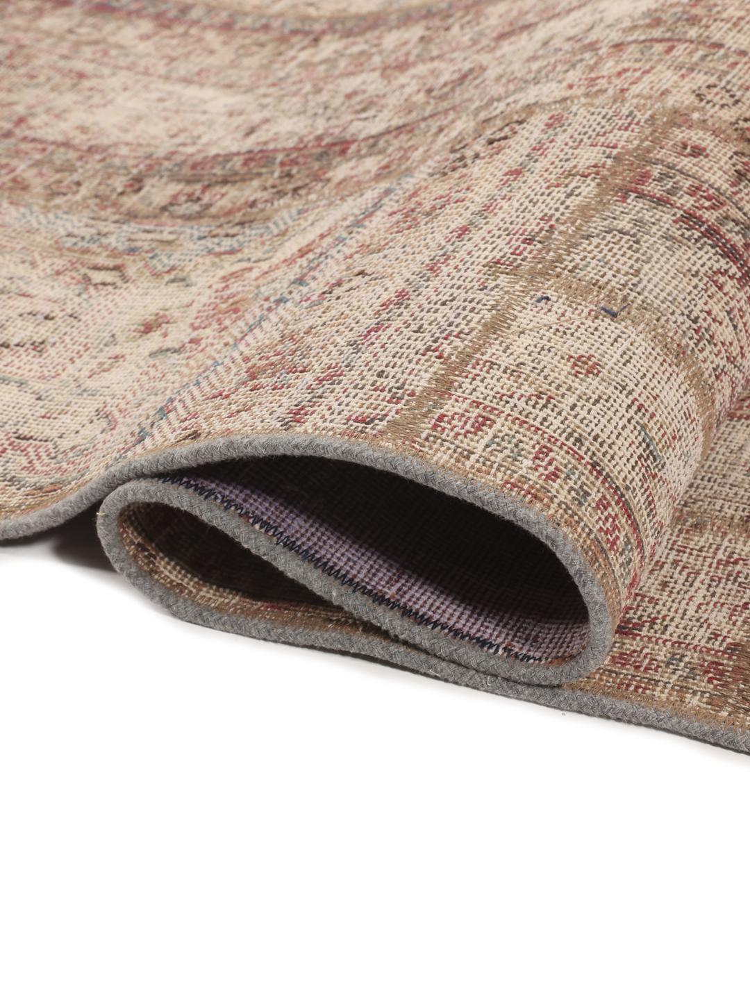 Handgemaakt patchwork-tapijt uit het Midden-Oosten in beige en donkerrode tinten