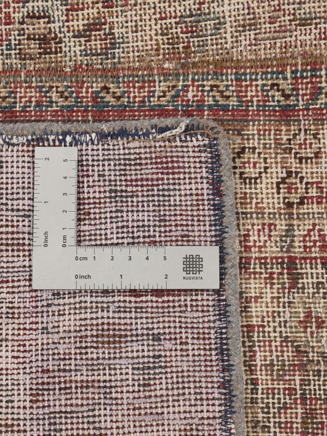 Handgemaakt patchwork-tapijt uit het Midden-Oosten in beige en donkerrode tinten