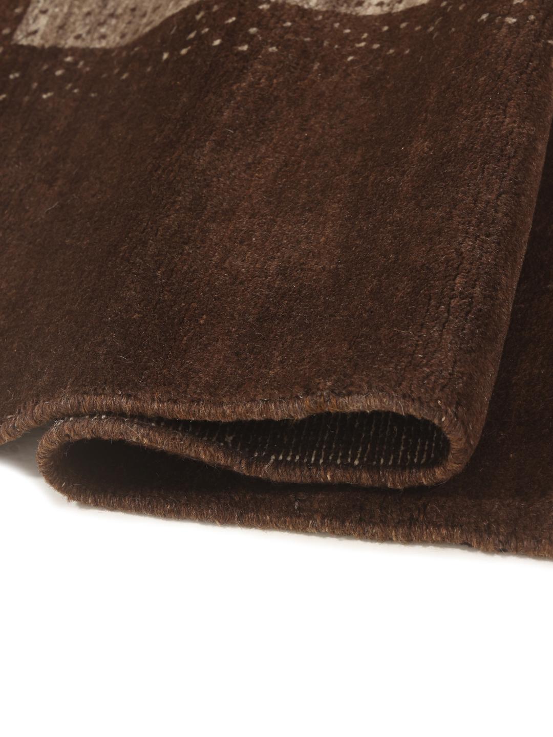 Håndknyttet Gabbeh Fine uldtæppe i brune og beige nuancer fra Mellemøsten