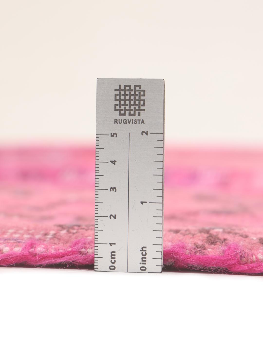 Håndknyttet rosa patchwork-teppe fra Tyrkia