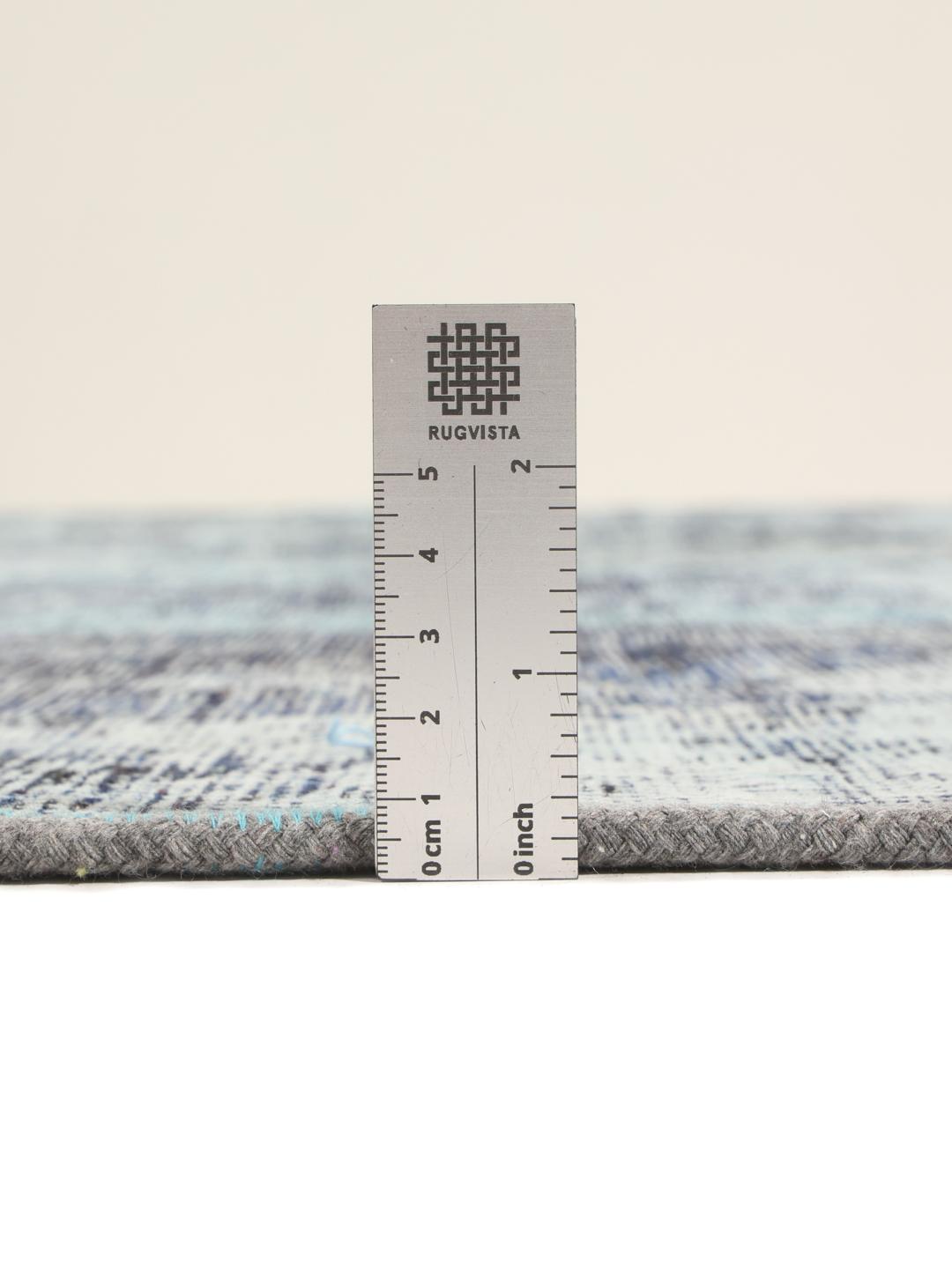Håndknyttet patchwork-tæppe fra Mellemøsten i grå og teal