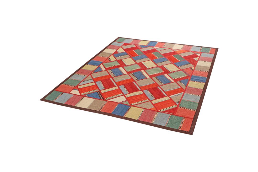 Tapis patchwork turc fait main dans des tons multicolores vibrants