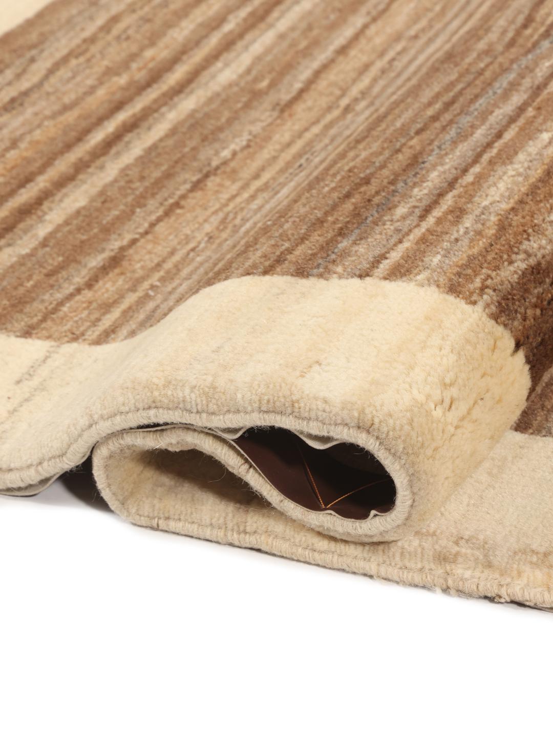 Håndknyttet Gabbeh-løber med brune og beige striber fra Mellemøsten