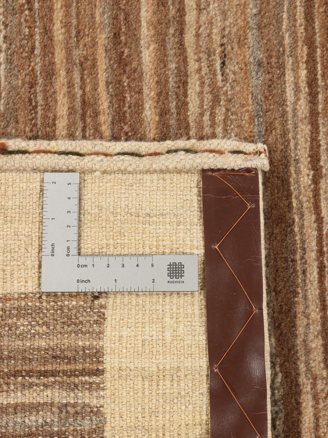 Håndknyttet Gabbeh-løber med brune og beige striber fra Mellemøsten
