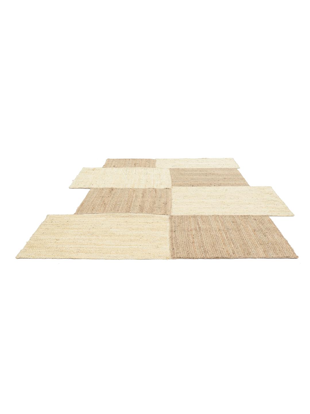 Handgemaakte beige deurmat met gevlochten jutepanelen