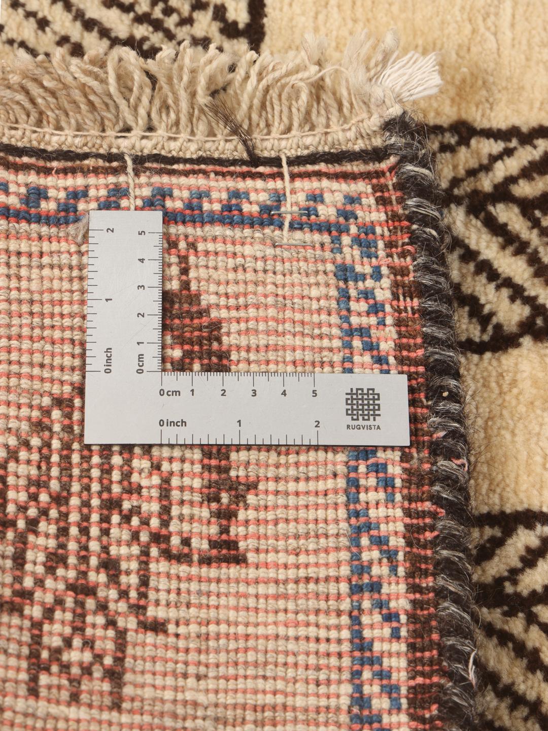 Gabbeh Fine uldtæppe med stamme-motiver fra Mellemøsten i beige og mørkebrun
