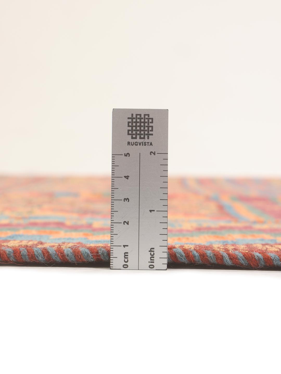 Håndvævet Kilim Sirdjan-tæppe med geometriske mønstre i multifarvet uld