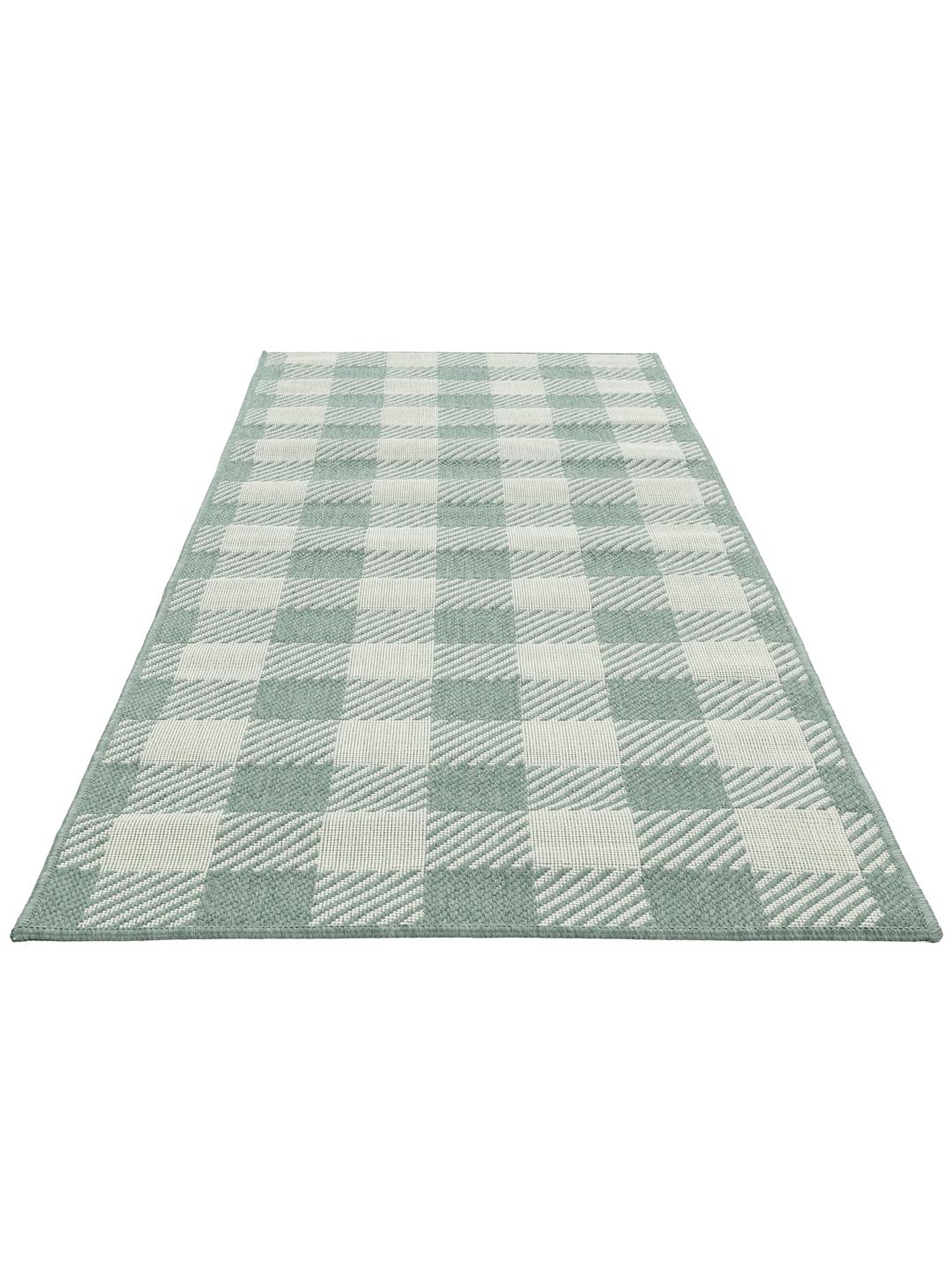 Tapis de couloir en vert clair et blanc