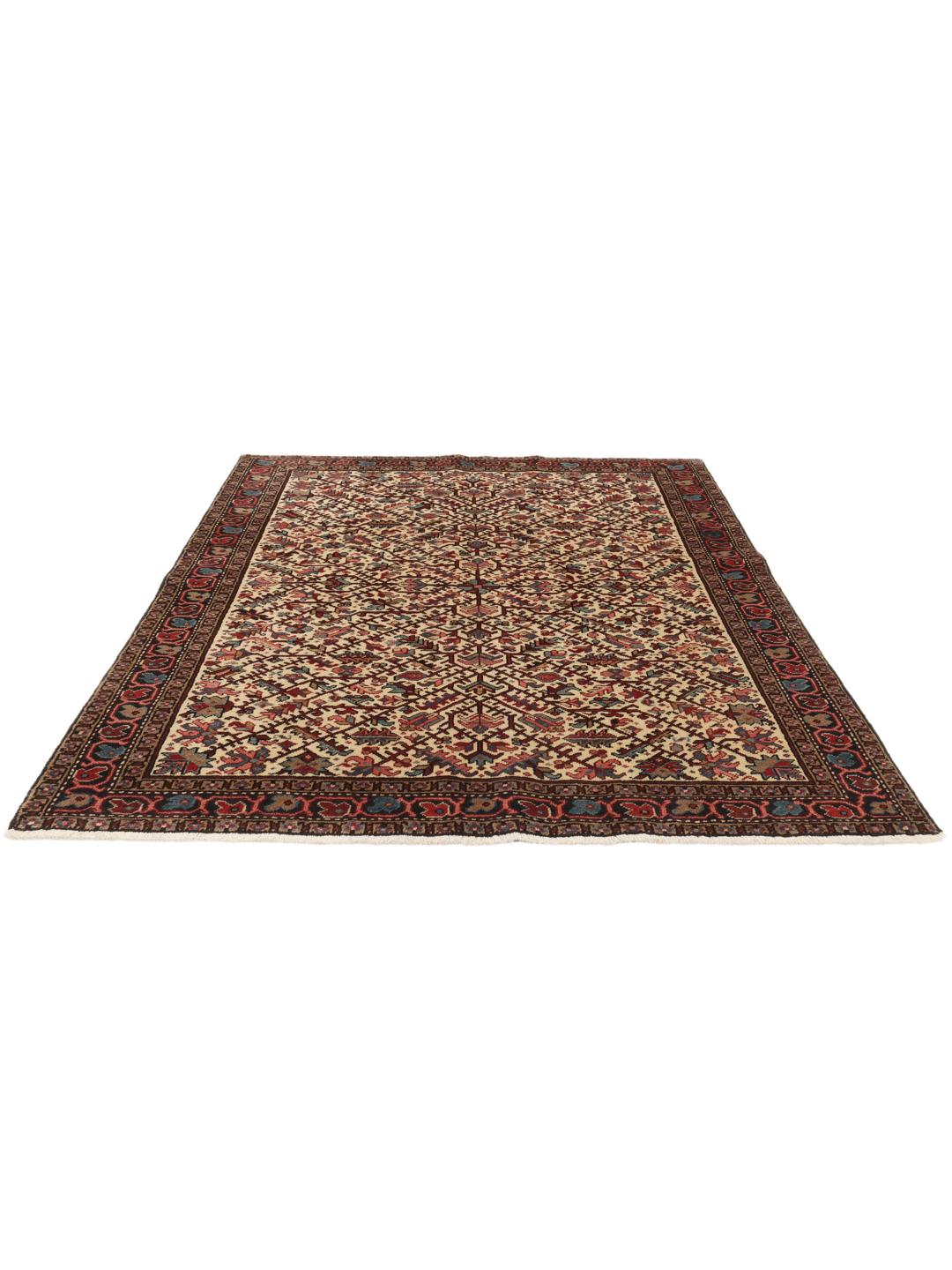 Tapis Mehraban noué à la main originaire du Moyen-Orient avec un motif floral multicolore