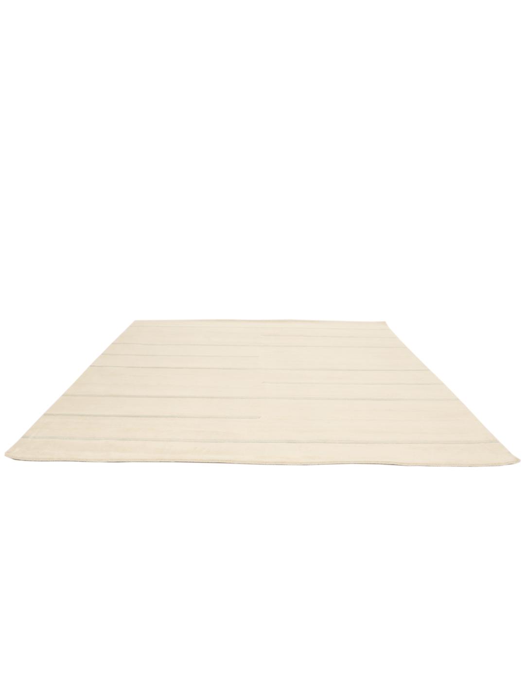 Modern beige handgeweven tapijt met minimalistische lijnen uit India