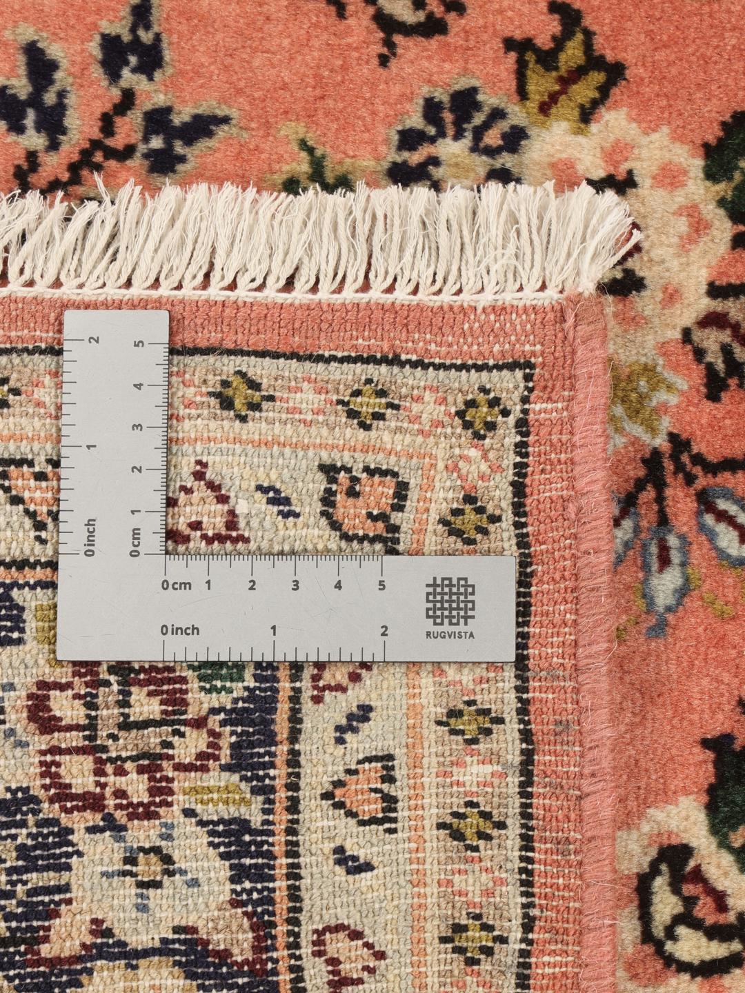 Tapis fait main Mehraban du Moyen-Orient en rose et bleu foncé