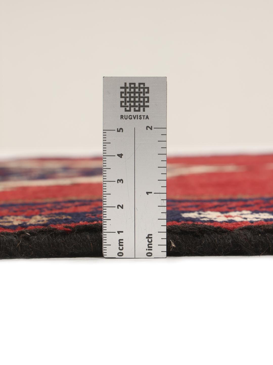Hand-knotted Hamadan rug from the Middle East in red and blue tones