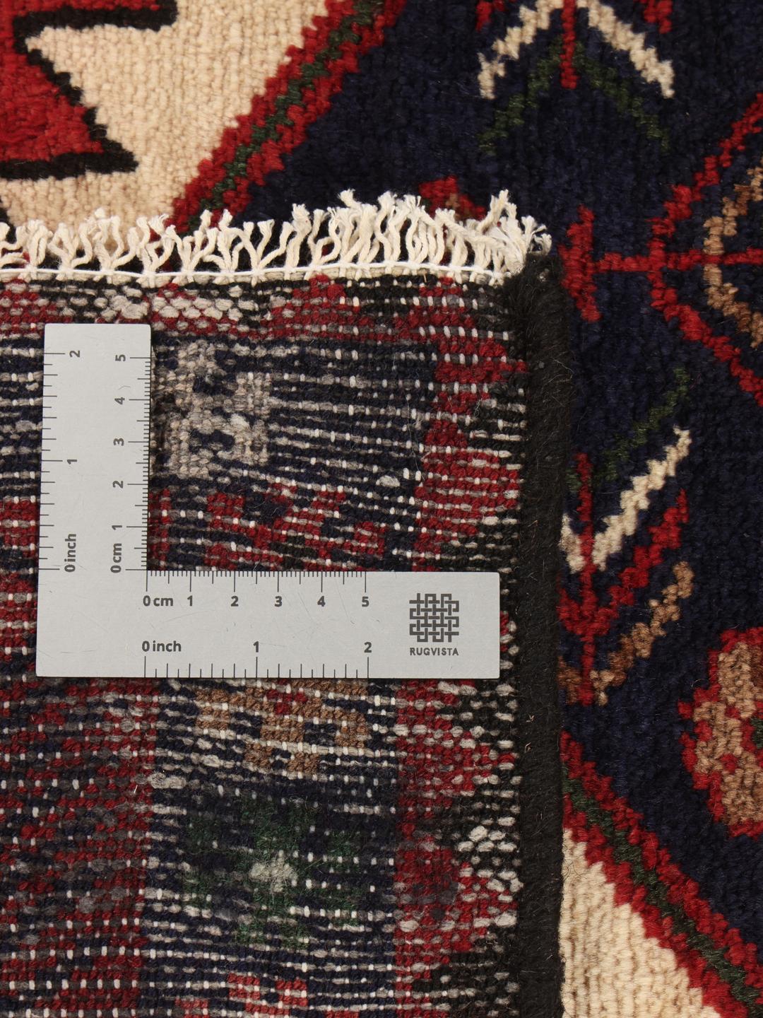 Hand-knotted Hamadan rug from the Middle East in red and blue tones