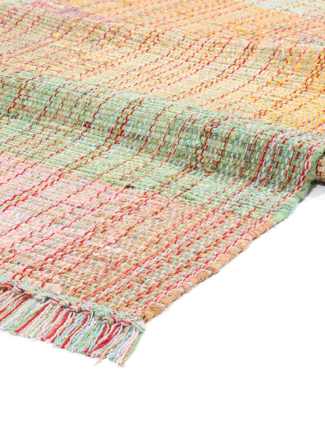 Multicolour tapijt met handgeweven textuur en franjes