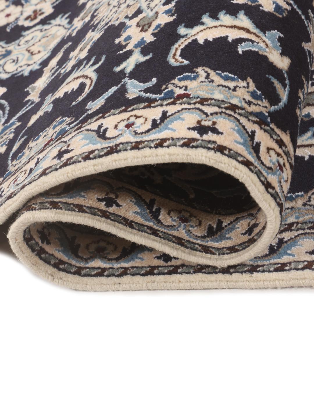 Hand-knotted Nain runner in dark blue from the Middle East