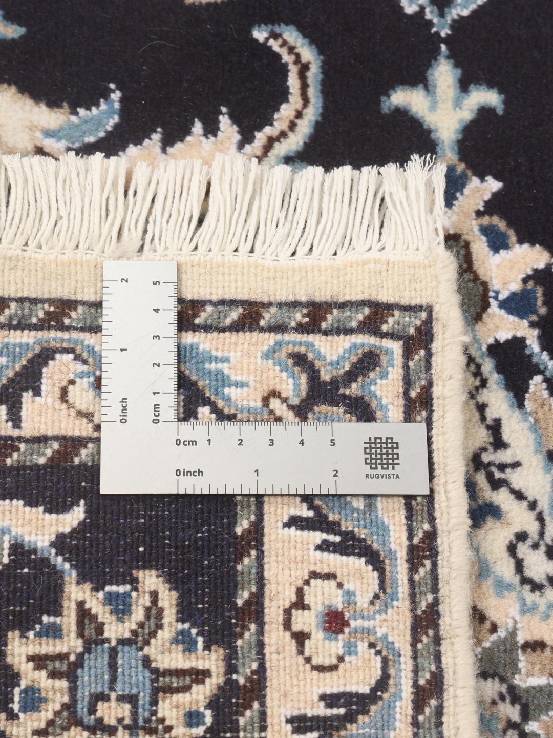 Hand-knotted Nain runner in dark blue from the Middle East