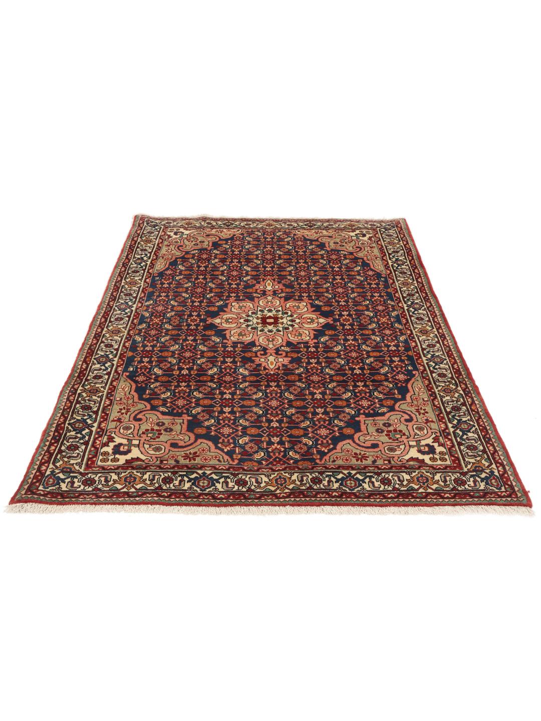 Hand-knotted Bidjar rug from the Middle East in blue and red tones